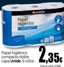 Oferta de Unide - Papel Higiénico Compacto  por 2,35€ en UNIDE Alimentación