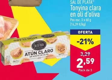 Oferta de Sal De Plata - Tonyina Clara En Oli D'Oliva por 2,59€ en ALDI