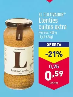 Oferta de El Cultivador - Llenties Cuites Extra por 0,59€ en ALDI