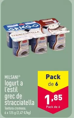 Oferta de Milsani - Logurt A L'estil Grec De Stracciatella por 1,85€ en ALDI