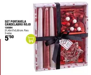 Oferta de Set Portavela Candelabro Rojo por 5,5€ en ferrOkey