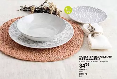 Oferta de Aquilea - Vajilla 12 Piezas Porcelana Decorada Adullea por 34,95€ en ferrOkey