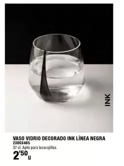 Oferta de Vaso Vidrio Decorado Ink Línea Negra por 2,5€ en ferrOkey