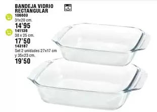 Oferta de Bandeja Vidrio Rectangular por 14,95€ en ferrOkey