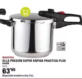 Oferta de Magefesa - Olla Presión Super Rápida Practica Plus 94400 por 63,95€ en ferrOkey