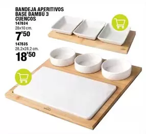 Oferta de Bandeja Aperitivos Base Bambú 3 Cuencos por 7,5€ en ferrOkey