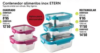 Oferta de Cristal - Contenedor alimentos inox etern cuadrado por 9,95€ en ferrOkey