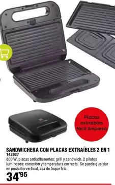 Oferta de Vertical - Sandwichera Con Placas Extraíbles 2 En 1 por 34,95€ en ferrOkey