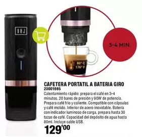 Oferta de Giro - Cafetera Portatil A Bateria  23001685 por 129€ en ferrOkey