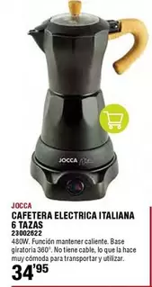 Oferta de Jocca - Cafetera Electrica Italiana 6 Tazas por 34,95€ en ferrOkey