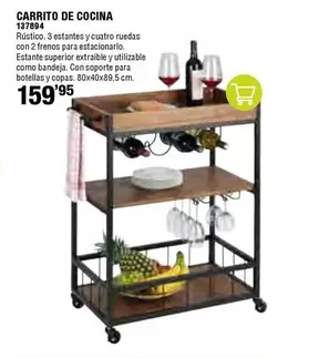 Oferta de Rústico - Carrito De Cocina por 159,95€ en ferrOkey