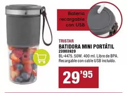 Oferta de Tristar - Batidora Mini Portatil por 29,95€ en ferrOkey