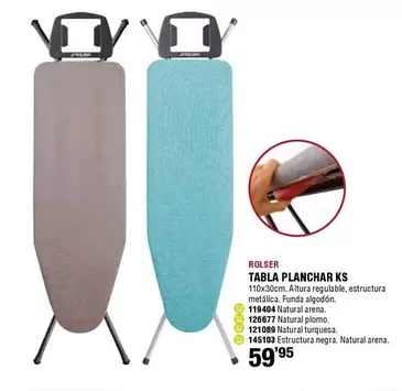 Oferta de Rolser - Tabla Planchar Ks por 59,95€ en ferrOkey