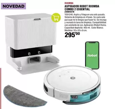 Oferta de Roomba - Aspirador Robot  Combo 2 Essential por 295€ en ferrOkey