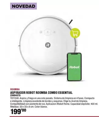 Oferta de Roomba - Aspirador Robot Combo Essential por 199€ en ferrOkey