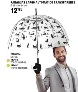 Oferta de Paraguas Largo Automático Transparente por 12,95€ en ferrOkey