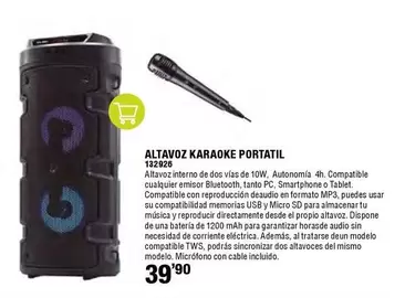 Oferta de Altavoz Karaoke Portatil por 39,9€ en ferrOkey