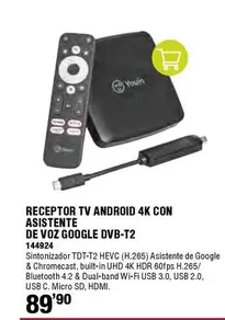 Oferta de Google - Receptor Tv Android 4k Con Asiente De Voz  Dvb-t2 por 89,9€ en ferrOkey