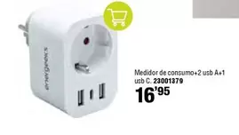 Oferta de Medidor De Consumo+2 Usb A+1 Usb C. 23001379 por 16,95€ en ferrOkey