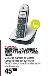 Oferta de Motorola - Teléfono Inalámbrico Senior Teclas Grandes por 45,6€ en ferrOkey