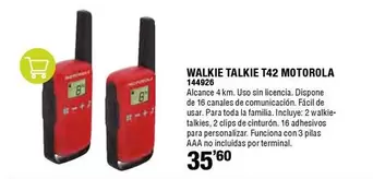 Oferta de Motorola - Walkie Talkie T42 por 35,6€ en ferrOkey