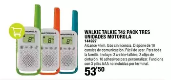 Oferta de Motorola - Walkie Talkie T42 Pack Tres Unidades por 53,5€ en ferrOkey