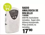 Oferta de Radio Analogica De Bolsillo - Analogica De Bolsillo por 17,9€ en ferrOkey