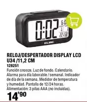 Oferta de Display - Reloj/despertador Lcd U34/11,2 Cm por 14,9€ en ferrOkey