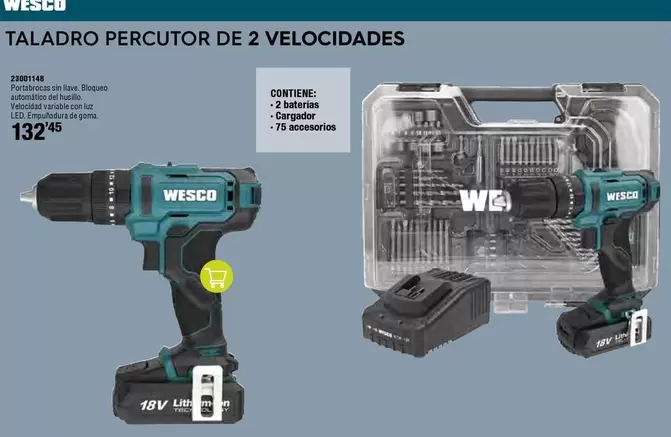 Oferta de Wesco - Taladro Percutor De 2 Velocidades por 132,45€ en ferrOkey