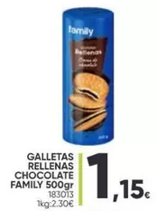 Oferta de Family - Galletas Rellenas Chocolate por 1,15€ en Family Cash