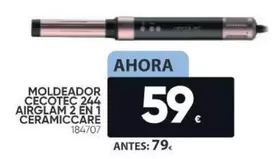 Oferta de Cecotec - Moldeador Cecotec 244 Airglam 2 En 1 Ceramiccare por 59€ en Family Cash