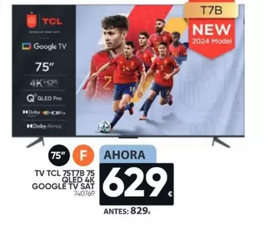 Oferta de TCL - Tv 75x78p 75" Qled 4k Google Tv Sat por 629€ en Family Cash