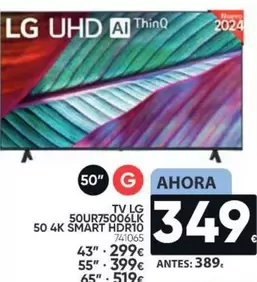 Oferta de LG - Tv 50ur75006lk 50 4k Smart Hdr10 por 349€ en Family Cash