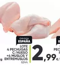 Oferta de Origen - Lote 4 Pechugas C/Hueso +4 Muslos Y Entrmuslos por 2,99€ en Family Cash