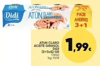 Oferta de Didi - Atun Claro Aceite Girasol por 1,99€ en Family Cash