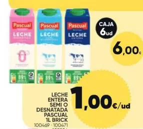 Oferta de Pascual - Leche Entera Semi O Desnatada por 1€ en Family Cash