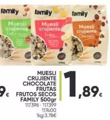 Oferta de Muesli -  Crujiente Chocolate Frutas por 1,89€ en Family Cash