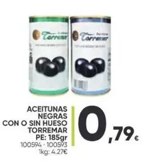 Oferta de Torremar - Aceitunas Negras Con O Sin Hueso por 0,79€ en Family Cash