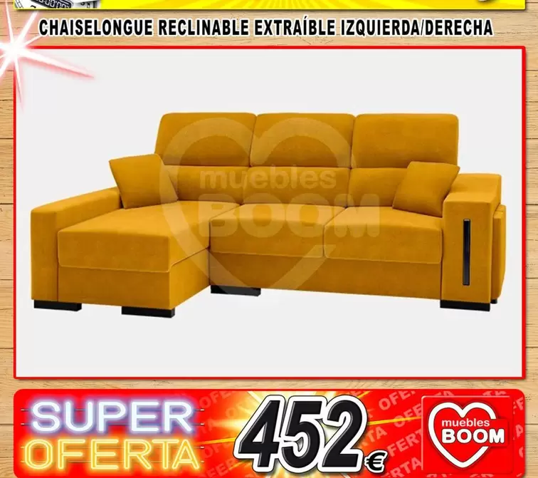 Oferta de Chaiselongue Reclinable Extraíble Izquierda/derecha por 452€ en Muebles Boom