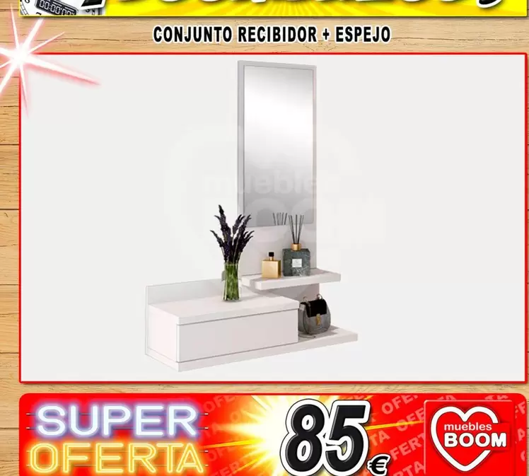 Oferta de Conjunto Recibidor + Espejo por 85€ en Muebles Boom