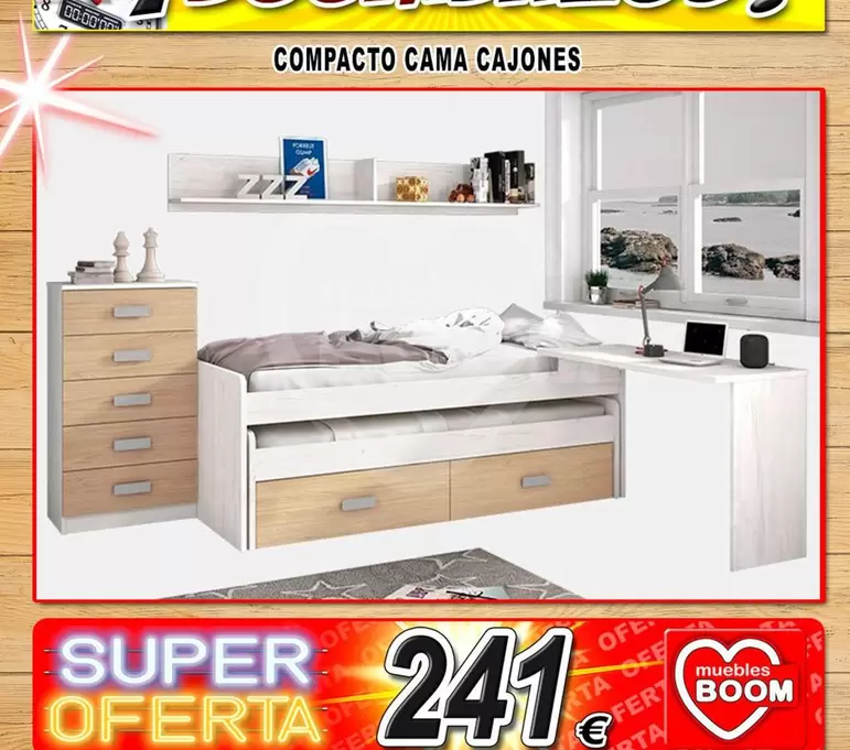 Oferta de Compacto Cama Cajones por 241€ en Muebles Boom