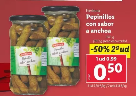 Oferta de Freshona - Pepinillos Con Sabor A Anchoa por 0,99€ en Lidl