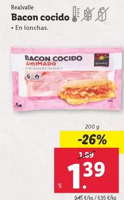 Oferta de Realvalle - Bacon Cocido por 1,39€ en Lidl