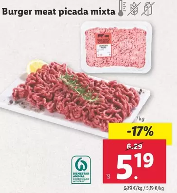 Oferta de Mixta - Burger Meat Picada por 5,19€ en Lidl