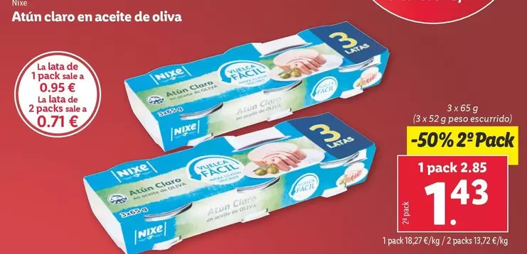 Oferta de Nixe - Atún Claro En Aceite De Oliva por 2,85€ en Lidl