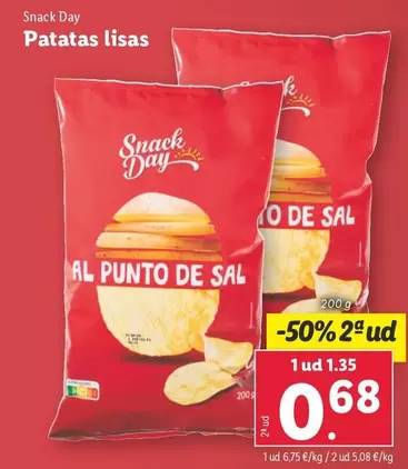 Oferta de Snack Day - Patatas Lisas por 1,35€ en Lidl