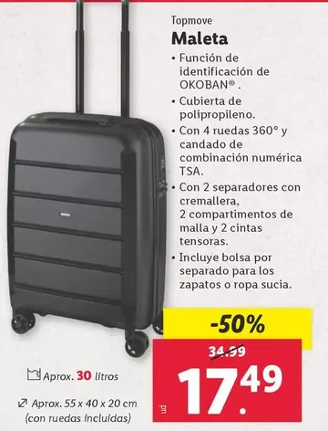 Oferta de Top Move - Maleta por 17,49€ en Lidl