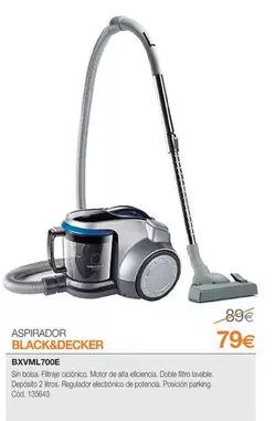 Oferta de Aspirador Black&decker Bvml70e por 79€ en Expert