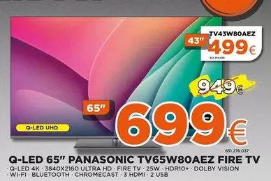 Oferta de Panasonic - Q-led 65" Tv65w80aez por 699€ en Expert