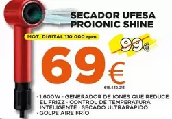 Oferta de Ufesa - Secador Proionic Shine por 69€ en Expert